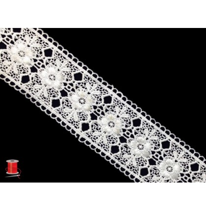 Кружево плетеное шир.5,5 см арт.TJ-11670 цв.белый уп.13,5 м