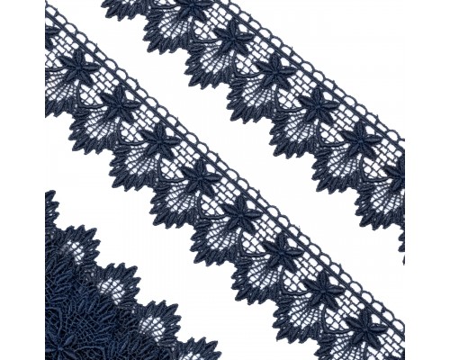Кружево плетеное шир.50 мм. арт.4210-3 цв.темно-синий уп.12 м.
